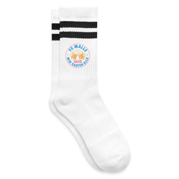 Malle 2026 FC Malle wir saufen alle - Gestreifte Tennissocken - Weiß/Schwarz - Rechts
