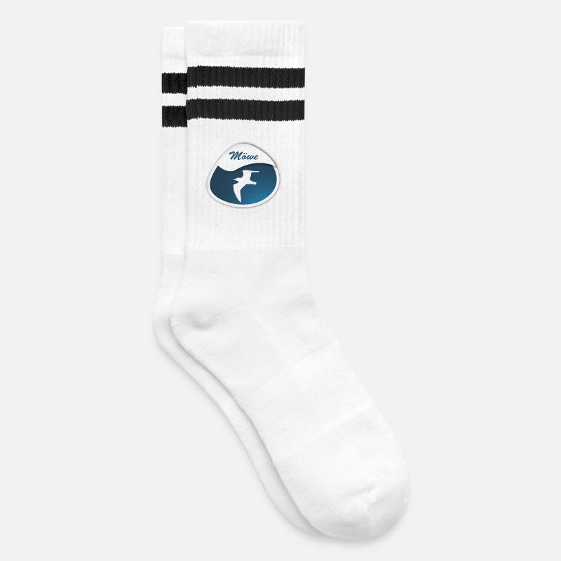 Möwe - Gestreifte Tennissocken - Weiß/Schwarz