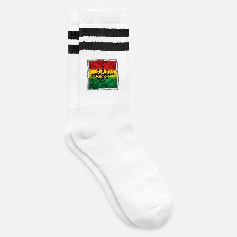 Abstract Reggae Coloring Cross - Striped tennis socks - white/black