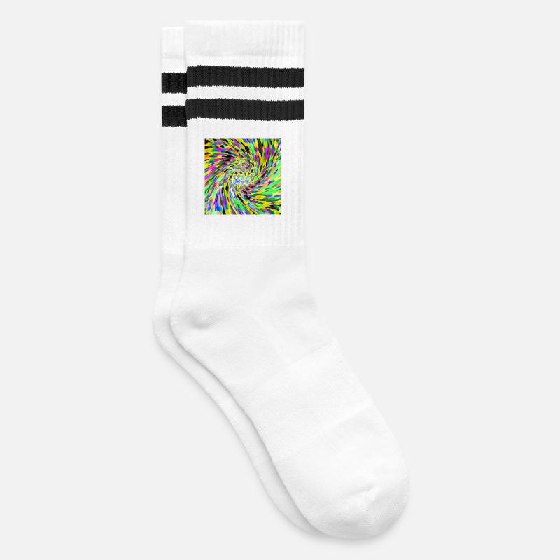 Psychedelic vortex - Striped tennis socks - white/black