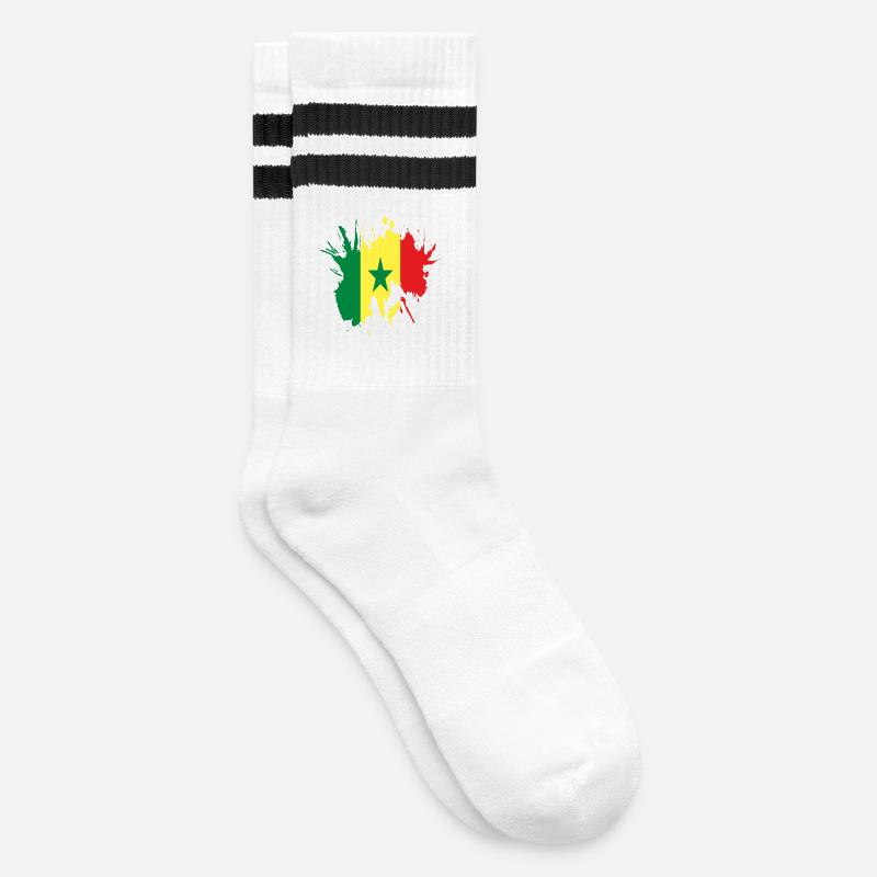 Senegal - Gestreifte Tennissocken - Weiß/Schwarz