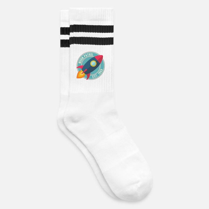 Rakete Moon Patrol Rocket - Gestreifte Tennissocken - Weiß/Schwarz
