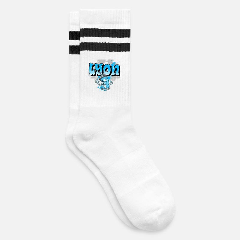Lyon Graffiti - Chaussettes de tennis - blanc/noir