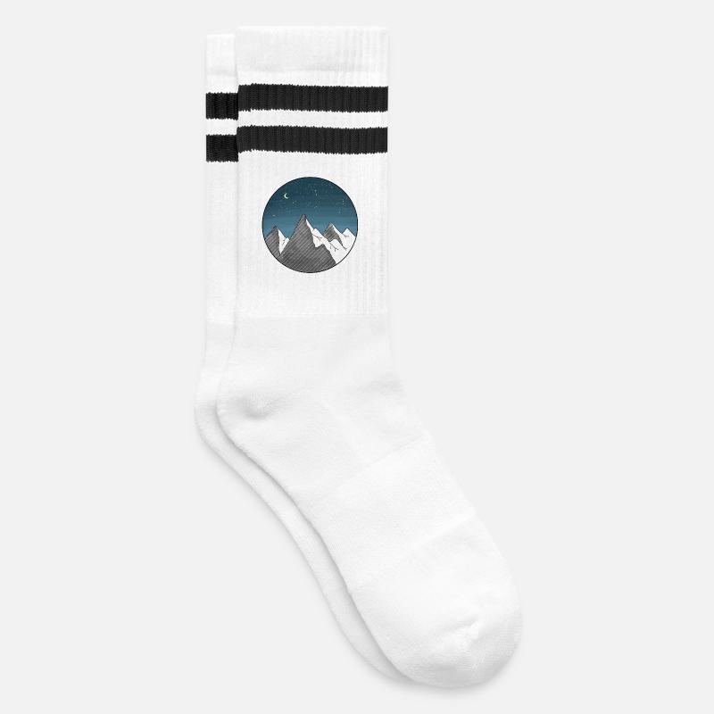 Berg Sternenhimmel - Gestreifte Tennissocken - Weiß/Schwarz