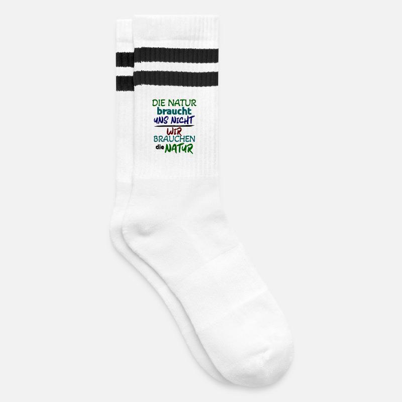 Natur Statement Umwelt Erde - Gestreifte Tennissocken - Weiß/Schwarz