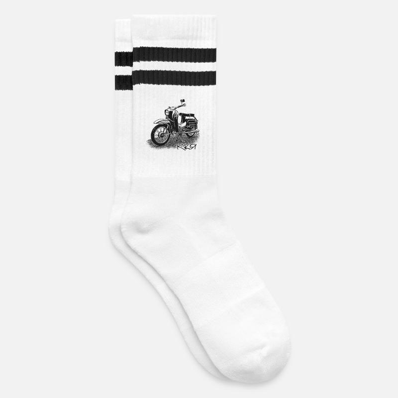 SIMSON Schwalbe KR51 - Gestreifte Tennissocken - Weiß/Schwarz