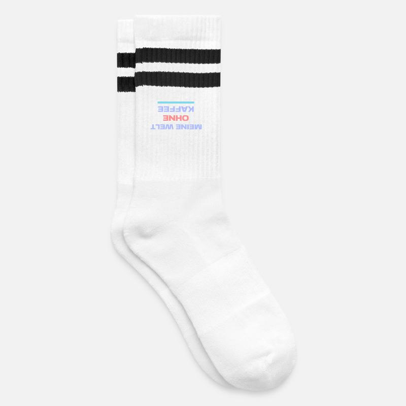 Humorvoll Statement Koffein Kaffee Kaffeeliebhabe - Gestreifte Tennissocken - Weiß/Schwarz