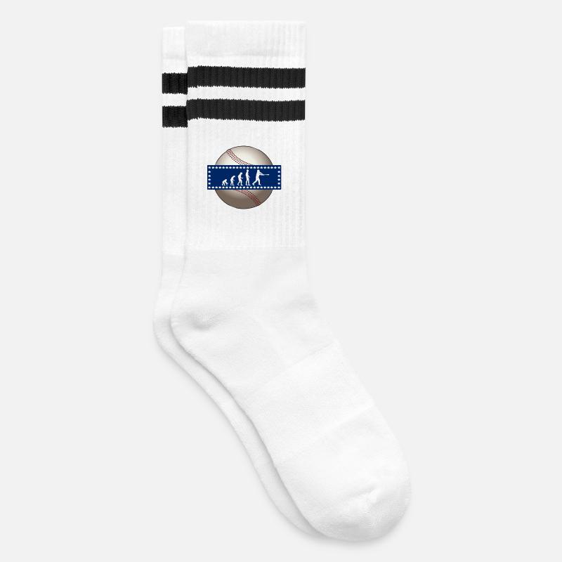 EVOLUTION BASEBALL SPORT USA GIFT - Striped tennis socks - white/black