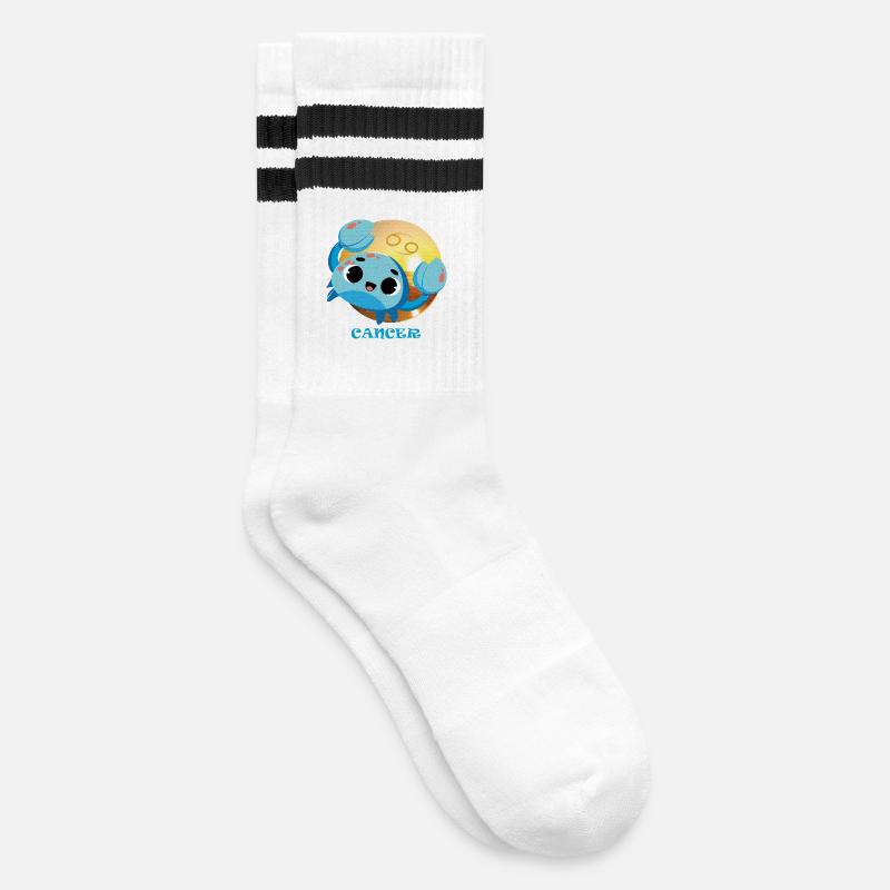 Sternzeichenkrebs - Gestreifte Tennissocken - Weiß/Schwarz