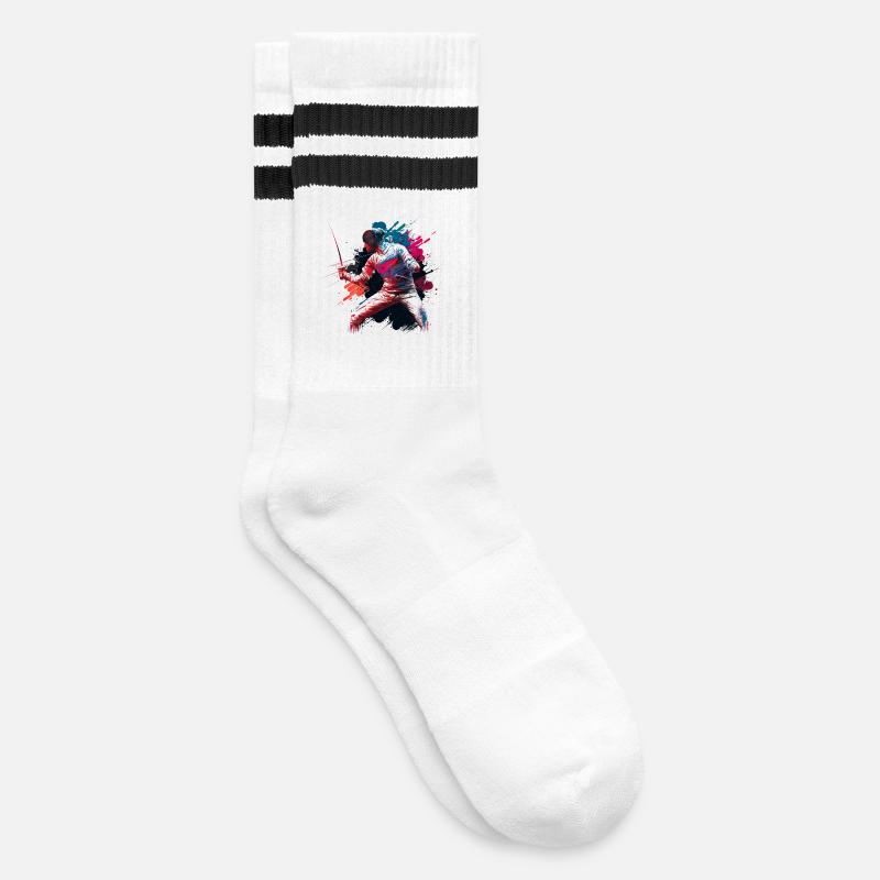 Color Explosive Fencer Graffiti - Striped tennis socks - white/black