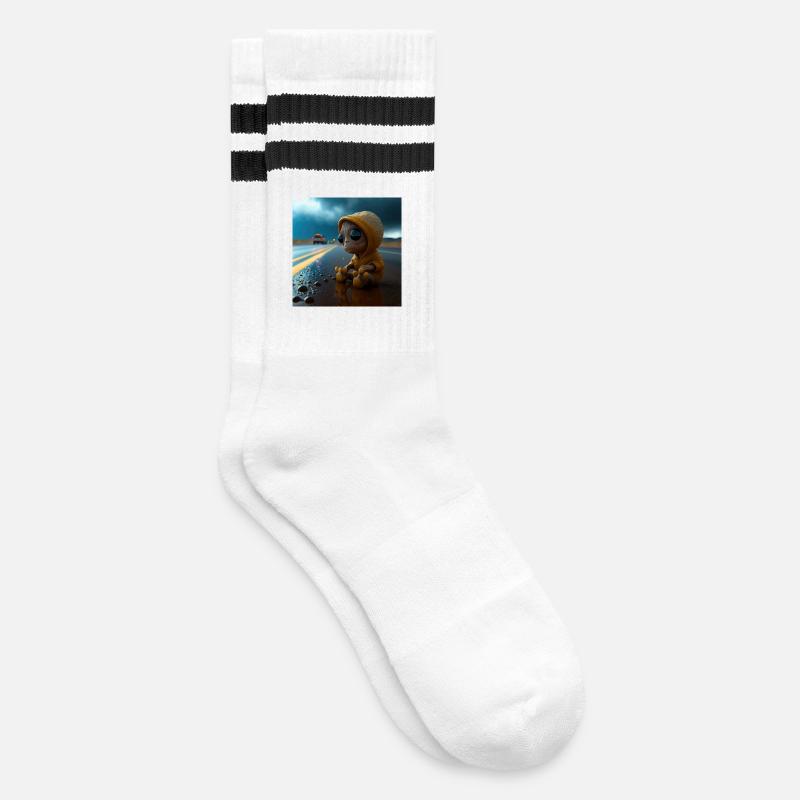 Bébé alien perdu sur la route - Chaussettes de tennis - blanc/noir