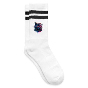 Cool cat - Striped tennis socks - white/black - Right