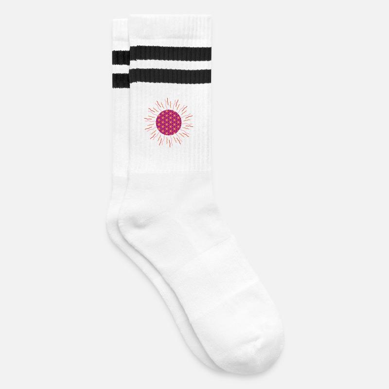 Sun mandala pink - Striped tennis socks - white/black