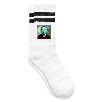 Surreal 02 - Gestreifte Tennissocken - Weiß/Schwarz - Rechts