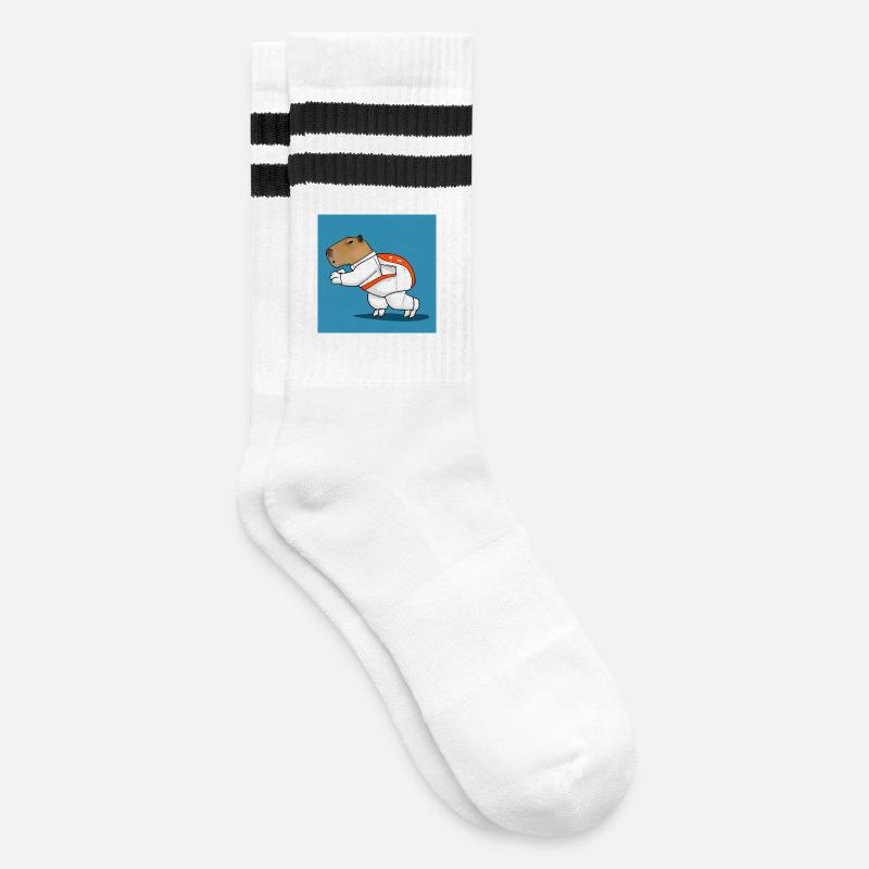 Astronaute de Capybara - Chaussettes de tennis - blanc/noir
