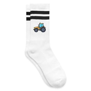 Trecker Fahrzeug Nutzfahrzeug Traktor Landluft - Gestreifte Tennissocken - Weiß/Schwarz - Rechts