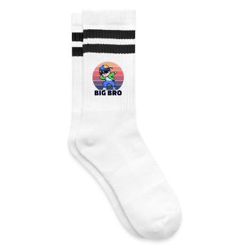 Cool Saying Bro Big Brother Brother's Heart - Striped tennis socks - white/black - Right
