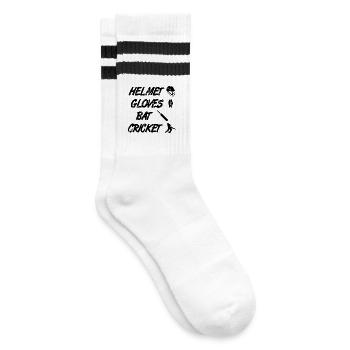 Helm Handschuhe Schläger Cricket - Gestreifte Tennissocken - Weiß/Schwarz - Rechts