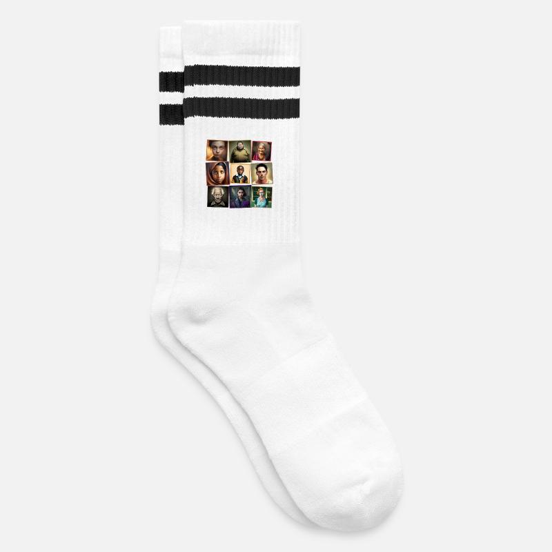 Super Normal 02 - Gestreifte Tennissocken - Weiß/Schwarz
