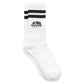 Freiheit Freizeit Job Senior Statement Ruhestand - Gestreifte Tennissocken - Weiß/Schwarz - Rechts