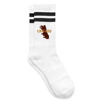 Chicago Vintage Landkarte Druck - Gestreifte Tennissocken - Weiß/Schwarz - Rechts