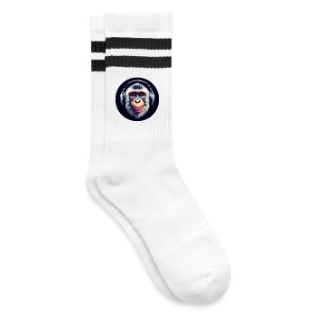 Singe cool avec des écouteurs - Chaussettes de tennis - blanc/noir - Droite