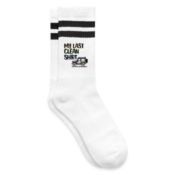 Campen Statement Camping Natur Relaxen Ferien - Gestreifte Tennissocken - Weiß/Schwarz - Rechts