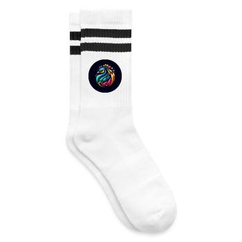 Logo coloré de paon - Chaussettes de tennis - blanc/noir - Droite