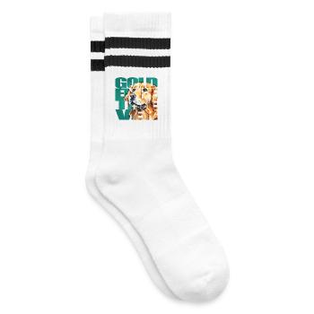 Golden Retriever Portrait - Gestreifte Tennissocken - Weiß/Schwarz - Rechts