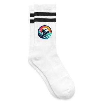 Vibrationen der Snowboard-Evolution - Gestreifte Tennissocken - Weiß/Schwarz - Rechts