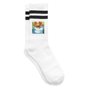 Kreative Powerfrau Digital-Art - Gestreifte Tennissocken - Weiß/Schwarz - Rechts