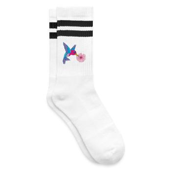 Vogel auf Nahrungssuche - Gestreifte Tennissocken - Weiß/Schwarz - Rechts