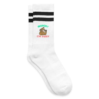 Relax Witzig Statement Ist Mir Egal Haltung - Gestreifte Tennissocken - Weiß/Schwarz - Rechts
