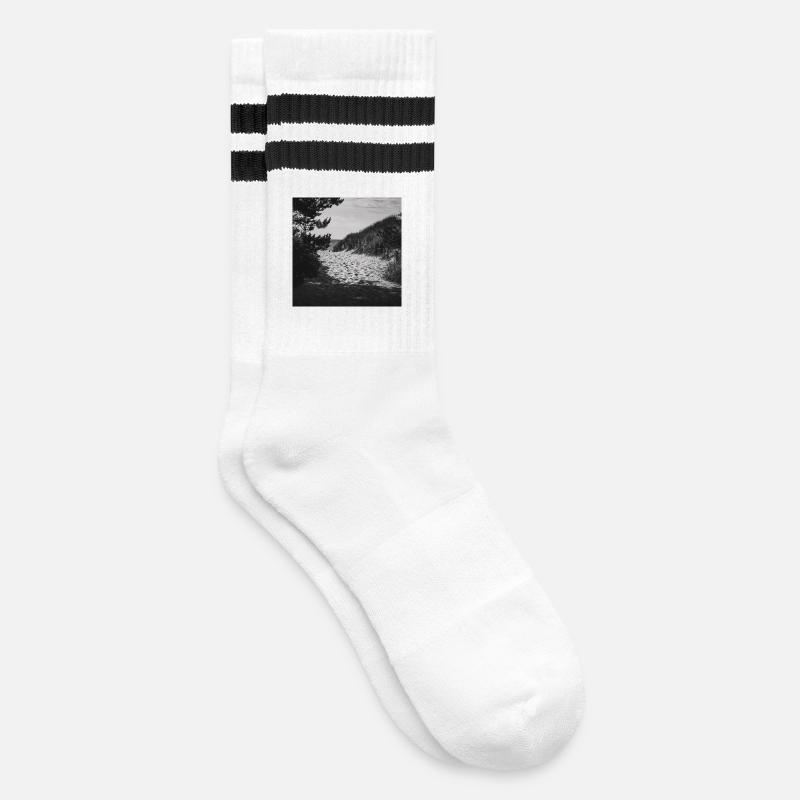 Beach Access West Beach Prerow Baltic Sea Darß Poster - Striped tennis socks - white/black
