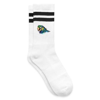 Animal Lover, Zoo, Pet, Tropical, Parrot, Bird - Striped tennis socks - white/black - Right