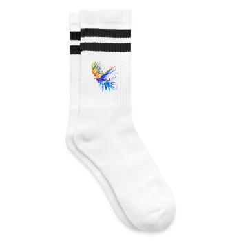 Animal, Bird, Zoo, Parrot, Animal Lover, Pet - Striped tennis socks - white/black - Right