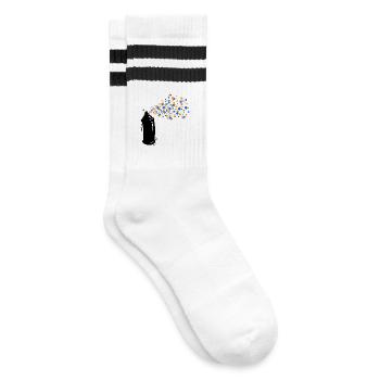 Wildstyle Sprayer Graffti Spraydose Strassenkunst - Gestreifte Tennissocken - Weiß/Schwarz - Rechts