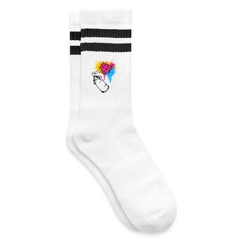 Graffiti Sprayer Spraydose Zeichnen Illustration - Gestreifte Tennissocken - Weiß/Schwarz - Rechts