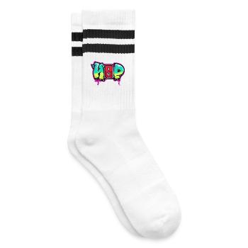 Strassenkunst Graffiti Spraydose Kunst Spruch - Gestreifte Tennissocken - Weiß/Schwarz - Rechts
