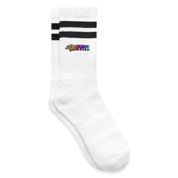 Graffiti Street Art Sprayer Zeichnen Illustration - Gestreifte Tennissocken - Weiß/Schwarz - Rechts