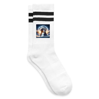 Berner Sennenhund - Gestreifte Tennissocken - Weiß/Schwarz - Rechts