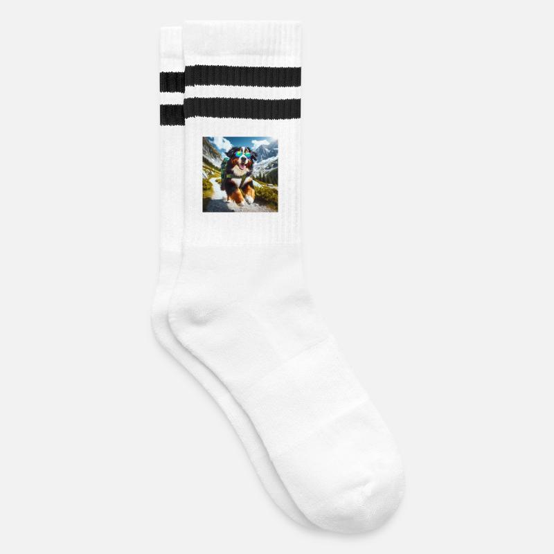 Berner Sennenhund - Gestreifte Tennissocken - Weiß/Schwarz