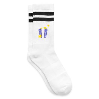 Star-Tasche! - Gestreifte Tennissocken - Weiß/Schwarz - Rechts