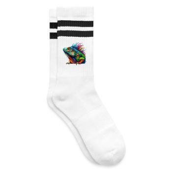 Leguan - Gestreifte Tennissocken - Weiß/Schwarz - Rechts