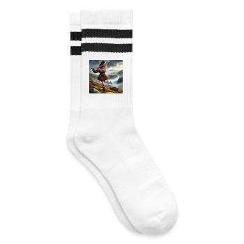 Celtic Female Musician - Striped tennis socks - white/black - Right