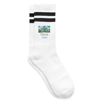 Patmos Greece holiday island beach - Striped tennis socks - white/black - Right