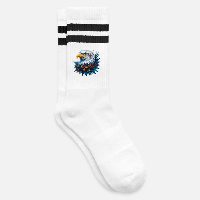 Adler - Gestreifte Tennissocken - Weiß/Schwarz