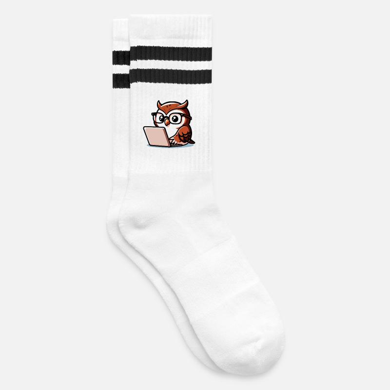 Wise Web Owl: The Knowledge Navigator - Striped tennis socks - white/black