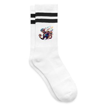 futuristic athlete in vivid colors - Striped tennis socks - white/black - Right