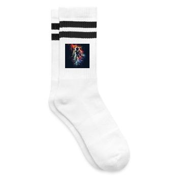 Astronauts Design Space Planets Space - Striped tennis socks - white/black - Right
